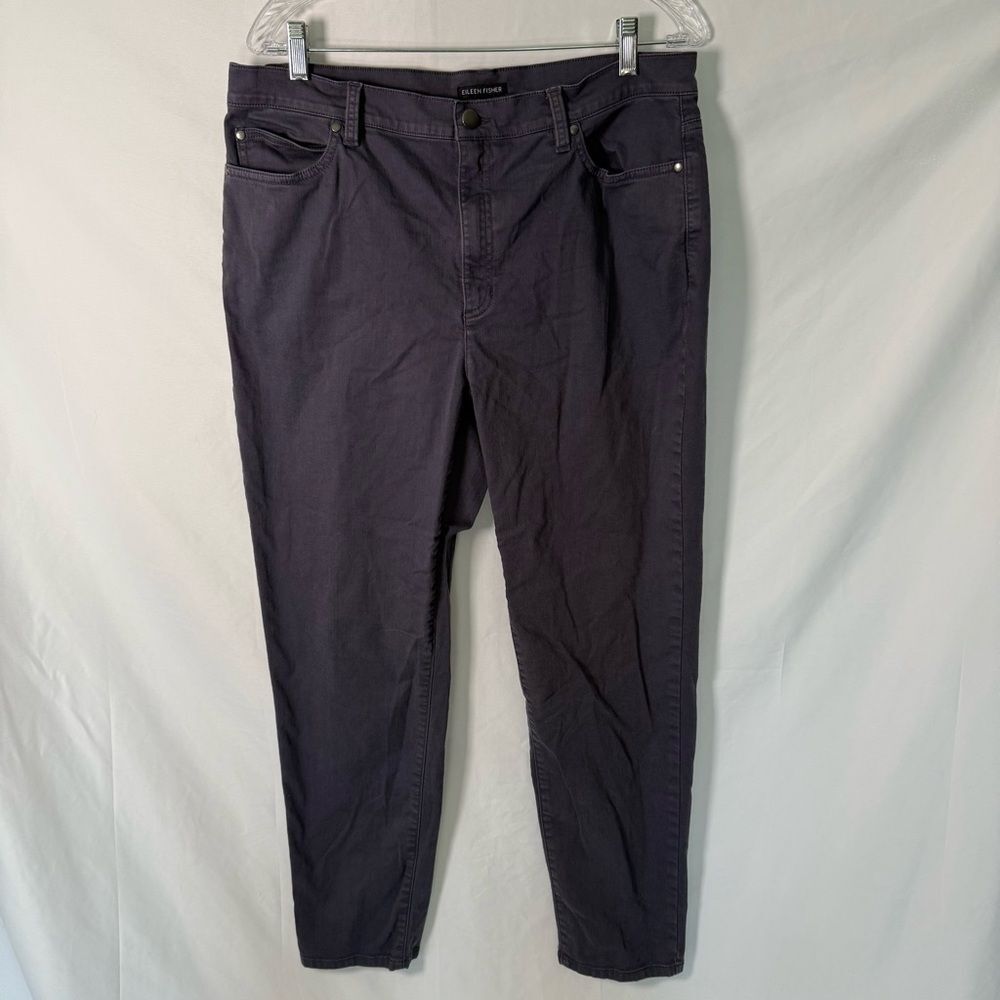 Eileen Fisher Organic Cotton Stretch Slim Jeans Purple Gray Large 14/16